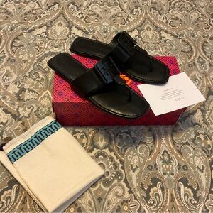 Mint Tory Burch Georgia Black Calf Leather Sandals Women’s Sz 8M Worn 1x